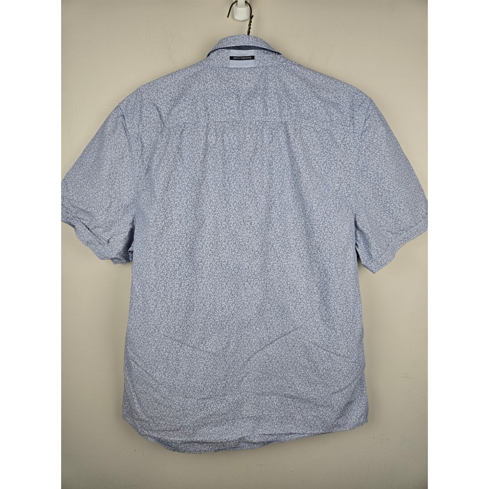 Buffalo David Bitton Mens XXL Slim Fit Short Sleeve Button Down Shirt Blue White - Picture 8 of 16